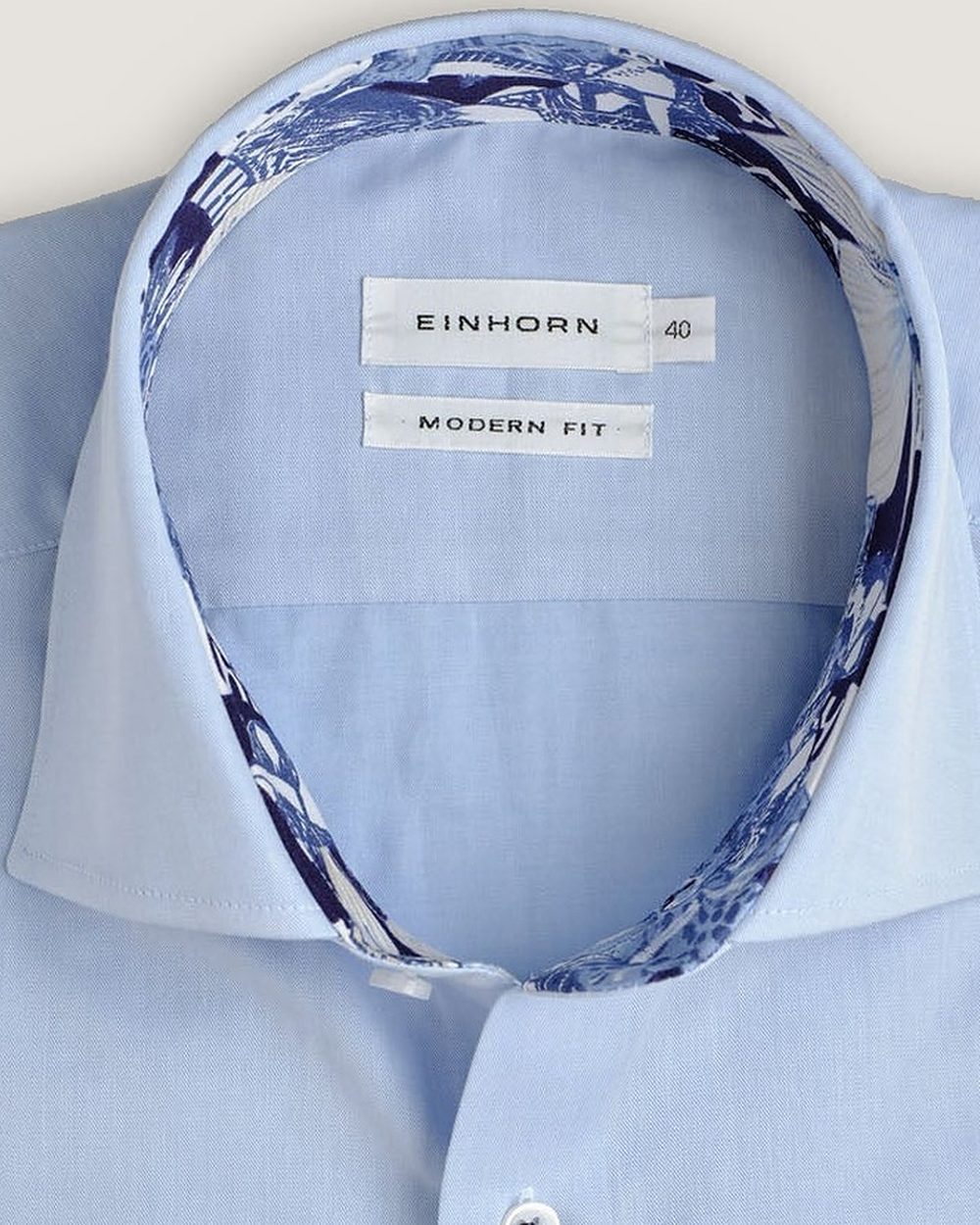 Hemd Modern Fit Twill Non Iron Hellblau mit Kontrast, Detail Kragen