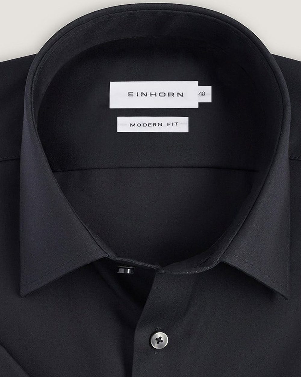 Kurzarmhemd Modern Fit Non Iron Schwarz, Detail Kragen