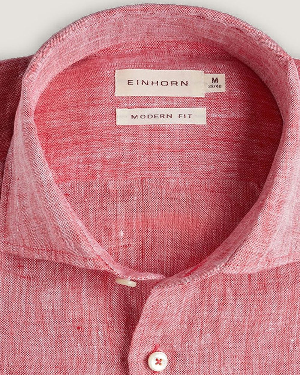 Leinenhemd Modern Fit Rot, Detail Kragen