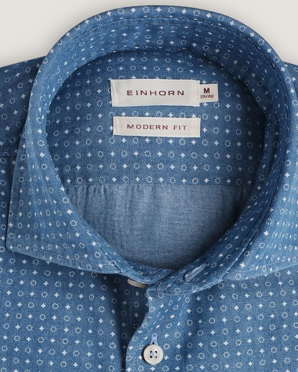 Hemd Modern Fit Denim-Print Blau, Detail Kragen