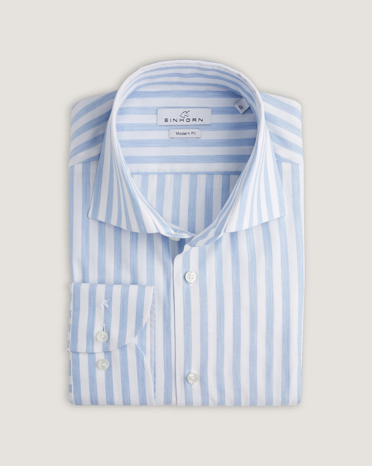 Hemd Modern Fit Easy Iron Hellblau Gestreift – Detailansicht 2